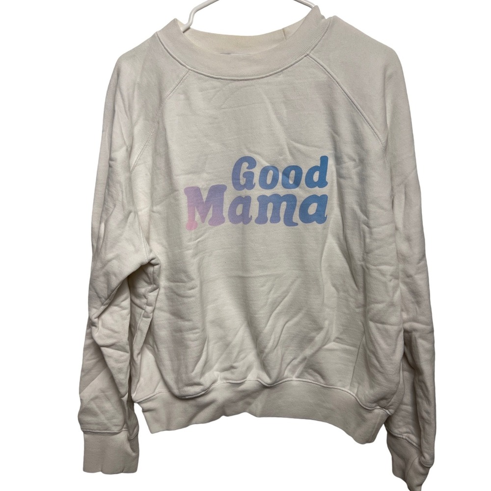 Good American Good Mama White Graphic Sweatshirt 2 M/L Casul Mom Life Motherhood